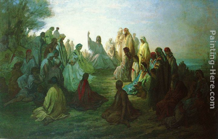 Jesus Prechant Sur La Montagne painting - Gustave Dore Jesus Prechant Sur La Montagne art painting